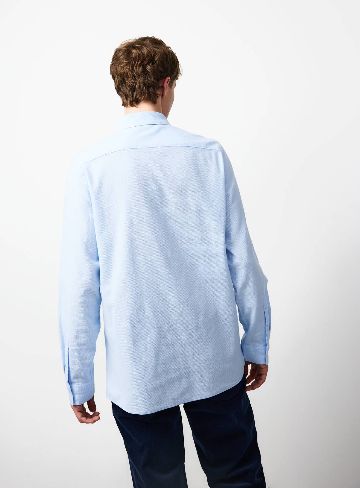 Light Blue Jacquard Texture Regular Fit Long Sleeve Shirt 19.5 - Image 5